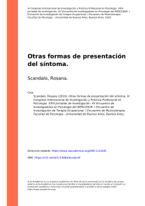 Scandalo, Rosana (2019). Otras formas de presentación del síntoma