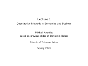 quantitative method in economics and business lecture 1