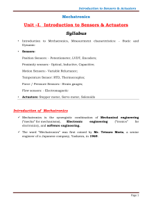 Unit 1st Introduction to Sensors and Actuators