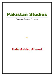 Pakistan Studies Complete Notes Question