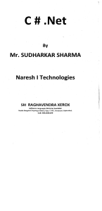 SUDHARKAR SHARMA ( C#.NET NOTES )