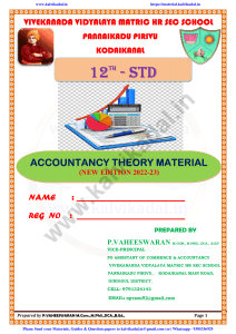 12th Accountancy Full Study Material English Medium 2022-23