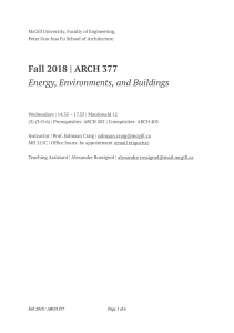 ARCH 377 Energy, Environments, and Buildings Course Syllabus