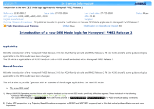 Introduction to the new DES Mode logic applicable to Honeywell FMS2 Release 2