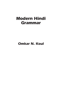 Modern Hindi Grammar