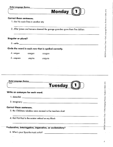 6th Grade Daily Language Review 1st 9-Weeks