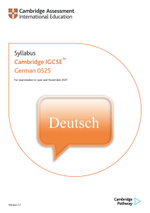 Cambridge IGCSE German 0525 Syllabus