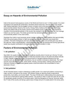 Essay on Hazards of Environmental Pollution