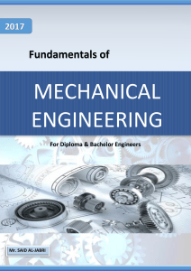Fundamenals of Mechanical Engineering