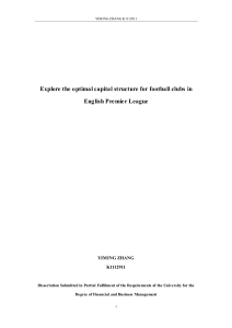 Explore the Optimal Capital Structure for Football Clubs in English Premier League
