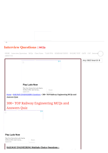 300+ TOP Railway Engineering MCQs and Answers Quiz 2023