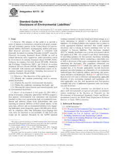 Environmental Liability Disclosure Standard Guide