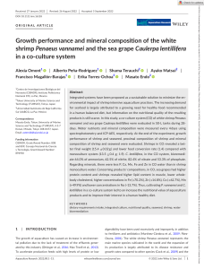 Growth performance and mineral composition of the white shrimp Penaeus vannamei and the sea grape caulerpa lentillifera in a co-culture system