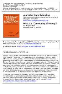 Sharp  What is a 'Community  of Inquiry' 