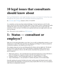 10 legal issues that consultants should know about