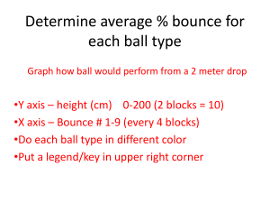 Determine average % bounce for each ball type
