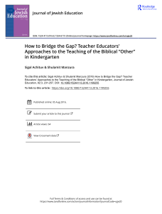 How to Bridge the Gap Teacher Educators Approaches to the Teaching of the Biblical Other in Kindergarten