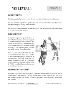 Physical Education Learning Packets #1 Volleyball