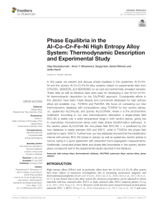 Phase Equilibria in the Al–Co–Cr–Fe–Ni High Entropy Alloy System Thermodynamic Description and Experimental Study