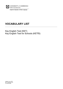 KET Vocabulary List