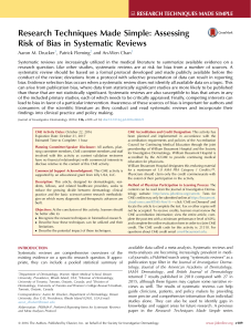 Assessing Risk of Bias in SRs