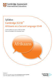 Cambridge IGCSE Afrikaans Syllabus 2023-2024