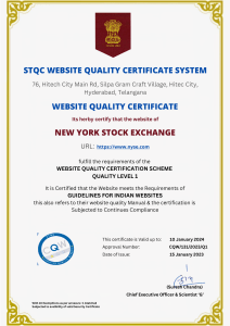STQC WEBSITE QUALITY CERTIFICATE NYSE