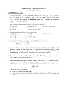 Exercises for Fourier Series