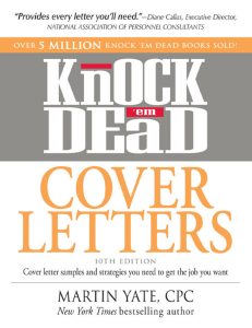 Knock 'em Dead Cover Letters  Cover letter samples and strategies you need to get the job you want ( PDFDrive )