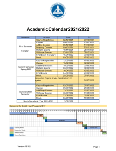 2021-2022 Academic Calendar