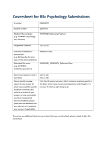 BSc Psychology Reflective Diary & Coversheet