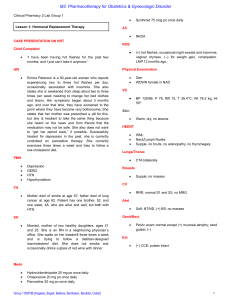 HRT Case Study: Menopause Pharmacotherapy