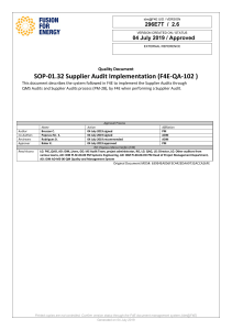 SOP-01.38 Supplier Audit Implementation (F4E-QA-102 ) 296E7T v2 6