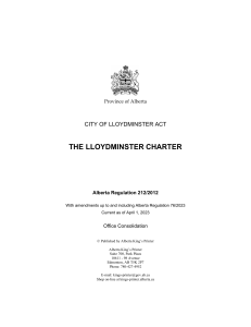 Lloydminster charter Alberta Regulation 212/2012 
