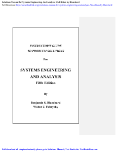 Solutions Manual for Systems Engineering and Analysis 5th Edition by Blanchard-190221144441