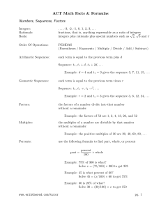 ACT Math Facts & Formulas Sheet