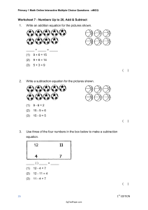 Primary 1 Math MCQ Worksheets7 8