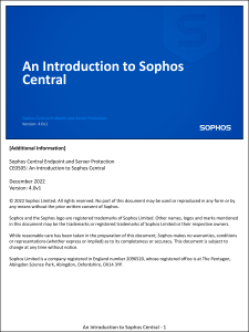 CE0505 4.0v1 An Introduction to Sophos Central
