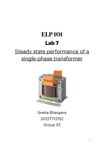 Steady state performance of a single-phase transformer