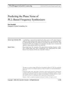 Predicting the Phase Noise of PLL-Based Frequency Synthesizers