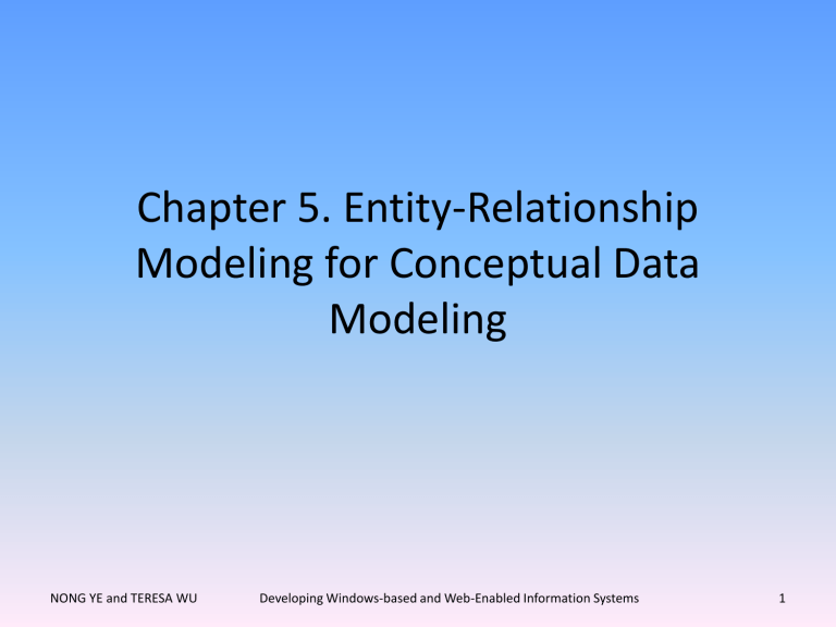 Chapter 5 Conceptual Data Modeling E R Modeling Chapter 5 Conceptual Data Modeling E R Modeling
