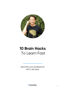 10 Brain Hacks To Learn Fast with Jim Kwik - Workbook