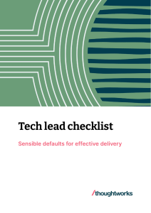 Tech lead checklist - sensible defaults
