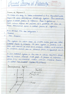 Special Theory of Relativity Lecture Notes