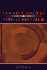 Carol T. Kulik - Human Resources for the Non-HR Manager (2004)