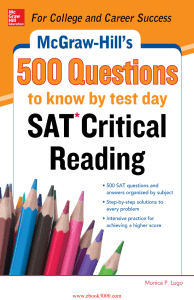 1. McGraw Hill's 500 SAT Critical Reading