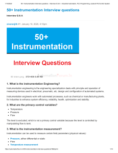 50+ Instrumentation Interview questions