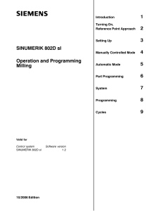SINUMERIK 802D sl Operation and Programming Milling