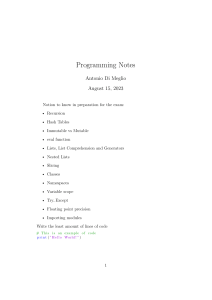 Programming notes