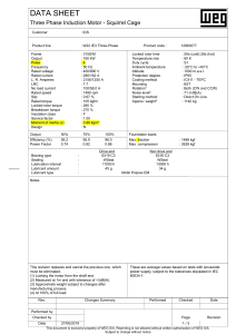 Three Phase Induction Motor Data Sheet - 160kW, 4 Pole